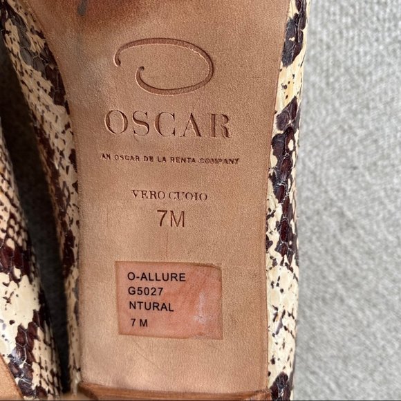Oscar de la Renta Open Toes Snakeskin Heels Shoes - Picture 7 of 8